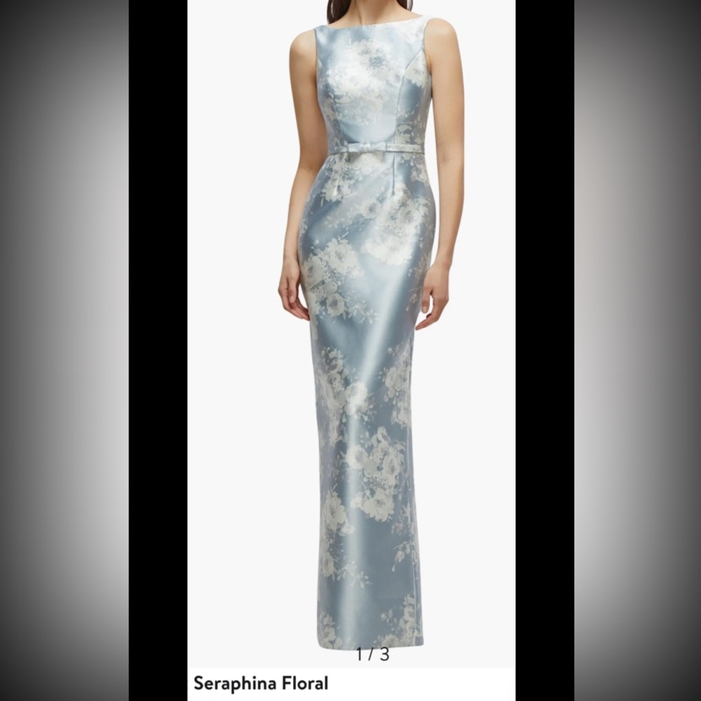 ALFRED SUNG Blue and White Floral Maxi Dress
